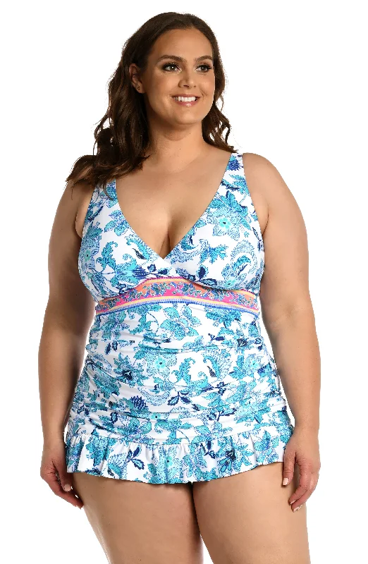 Santorini Sun V-Neck Over-The-Shoulder Tankini Top - FINAL SALE