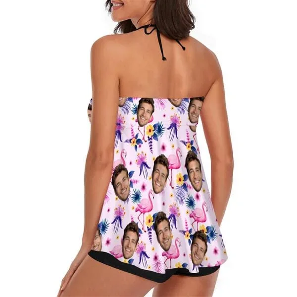 custom-face-flamingo-pattern-tankini-two-piece-swimsuit
