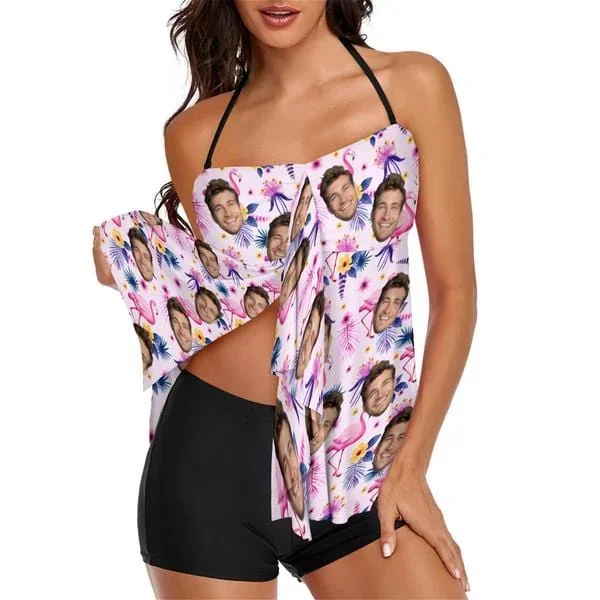 custom-face-flamingo-pattern-tankini-two-piece-swimsuit