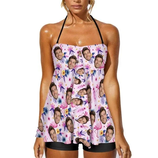custom-face-flamingo-pattern-tankini-two-piece-swimsuit