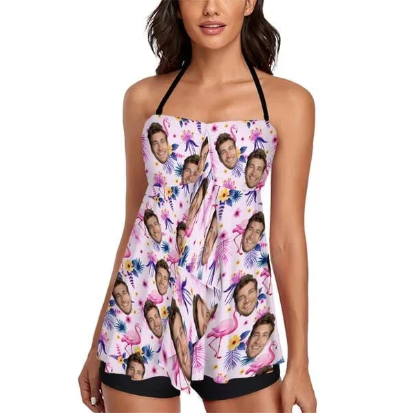 custom-face-flamingo-pattern-tankini-two-piece-swimsuit