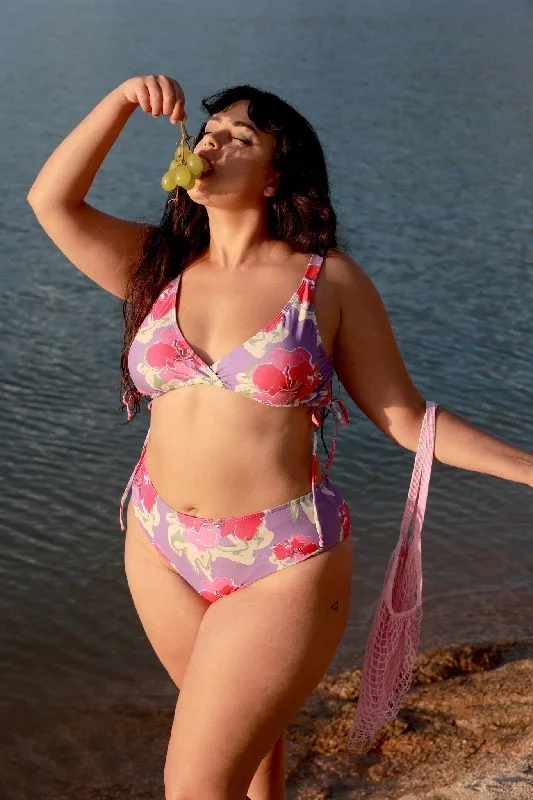 Violet Floral Bikini Top